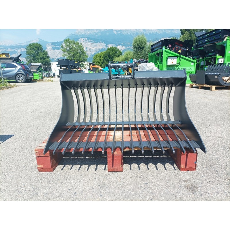 Godet râteau, godet râteau minipelleshop, godet râteau mini pelle