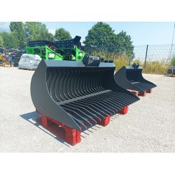 Godet râteau, godet râteau minipelleshop, godet râteau mini pelle